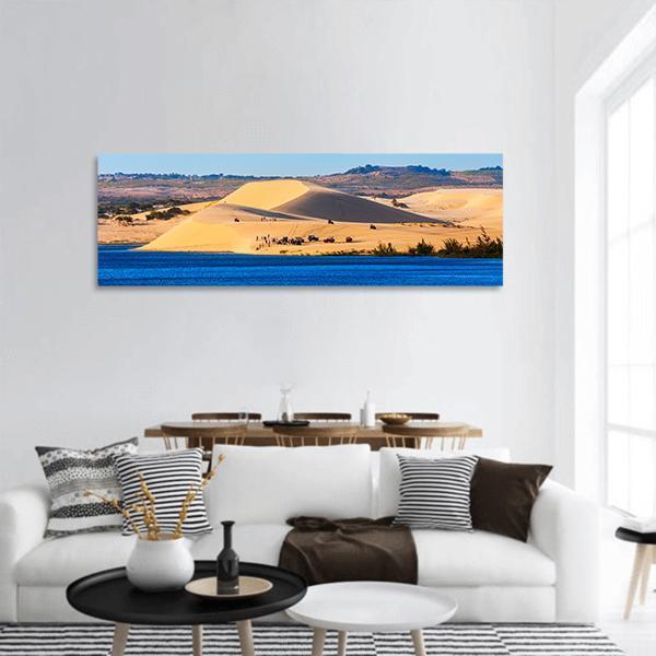 Sand Dunes On Sunset Near Lake In Vietnam Panoramic Canvas Wall Art-1 Piece-36" x 12"-Tiaracle