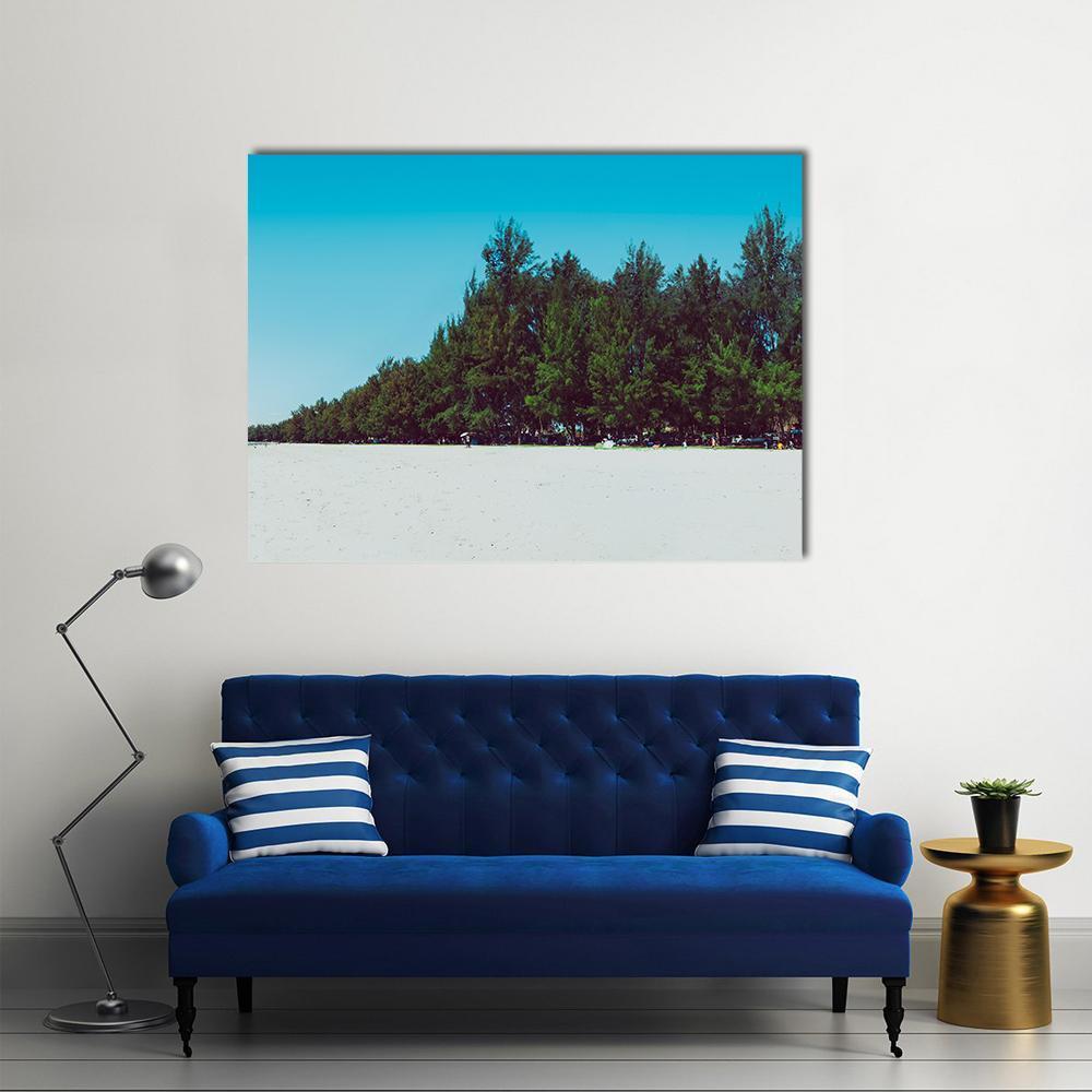 Sand Dunes With Trees And Sepang Beach Canvas Wall Art-1 Piece-Gallery Wrap-48" x 32"-Tiaracle
