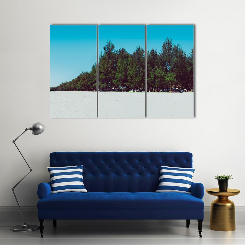 Sand Dunes With Trees And Sepang Beach Canvas Wall Art-3 Horizontal-Gallery Wrap-37" x 24"-Tiaracle