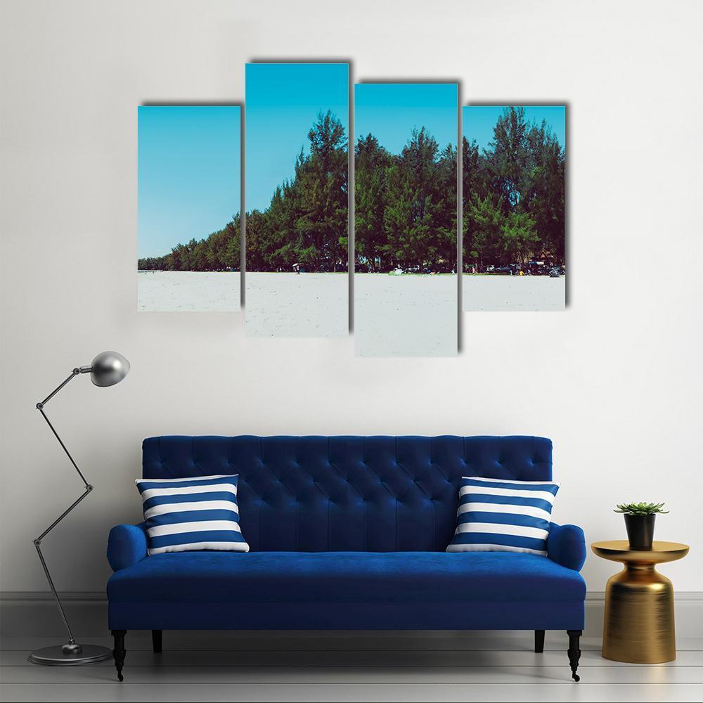 Sand Dunes With Trees And Sepang Beach Canvas Wall Art-4 Pop-Gallery Wrap-50" x 32"-Tiaracle