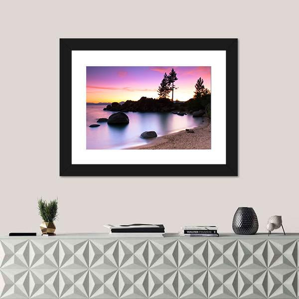 Sand Harbor Beach In Lake Tahoe Canvas Wall Art-1 Piece-Framed Print-20" x 16"-Tiaracle