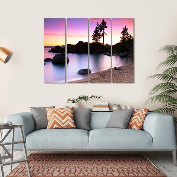 Sand Harbor Beach In Lake Tahoe Canvas Wall Art-4 Horizontal-Gallery Wrap-34" x 24"-Tiaracle
