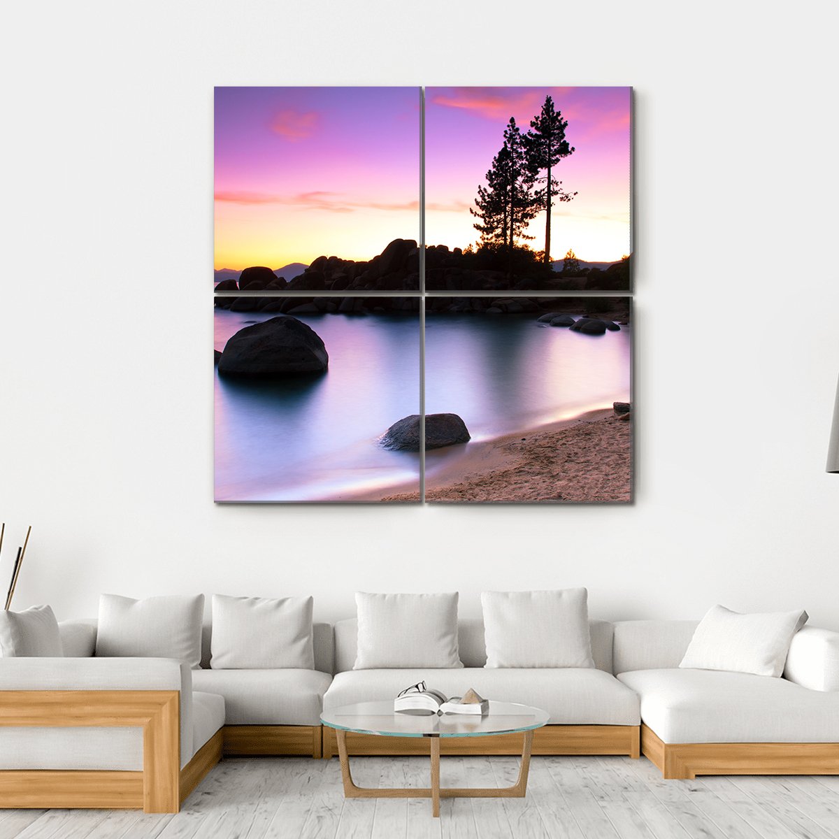 Sand Harbor Beach In Lake Tahoe Canvas Wall Art-4 Square-Gallery Wrap-17" x 17"-Tiaracle