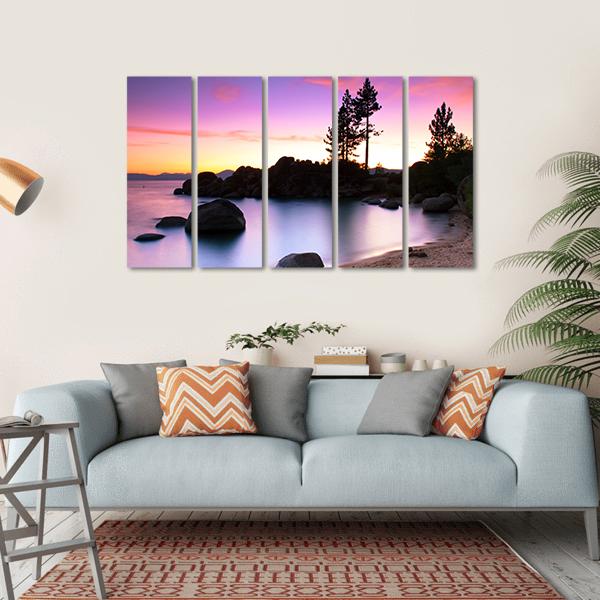 Sand Harbor Beach In Lake Tahoe Canvas Wall Art-5 Horizontal-Gallery Wrap-22" x 12"-Tiaracle
