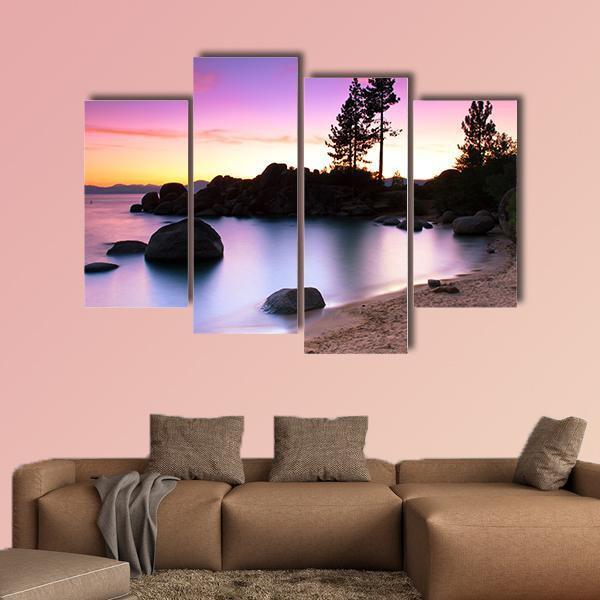 Sand Harbor Beach In Lake Tahoe Canvas Wall Art-4 Pop-Gallery Wrap-50" x 32"-Tiaracle