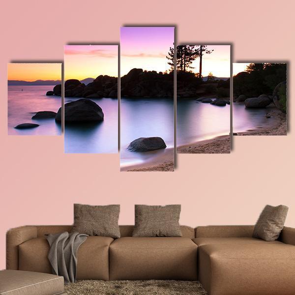 Sand Harbor Beach In Lake Tahoe Canvas Wall Art-5 Star-Gallery Wrap-62" x 32"-Tiaracle
