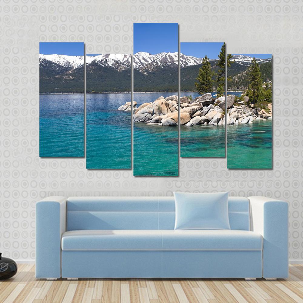 Sand Harbor Lake Tahoe Canvas Wall Art-5 Pop-Gallery Wrap-47&quot; x 32&quot;-Tiaracle
