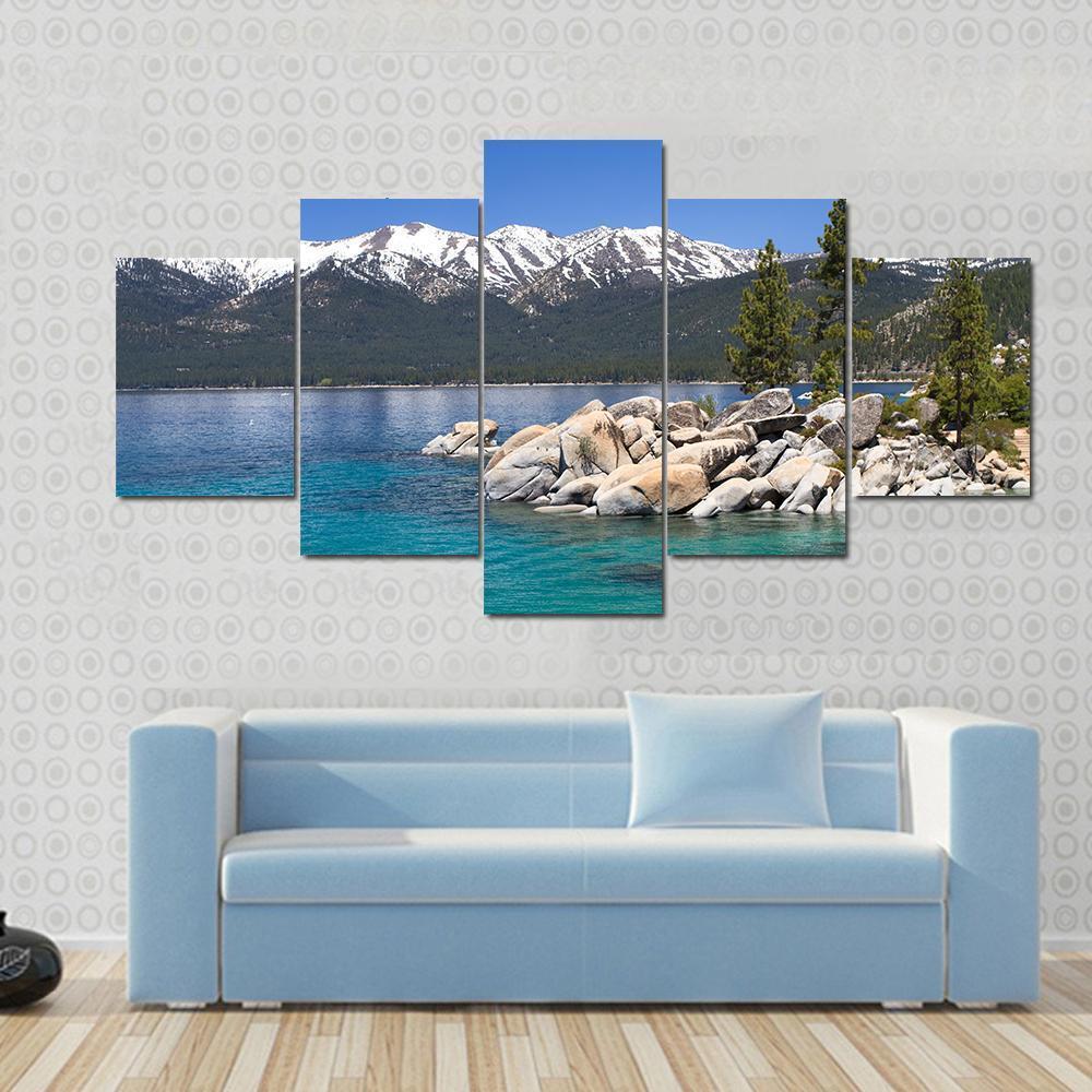 Sand Harbor Lake Tahoe Canvas Wall Art-5 Star-Gallery Wrap-62&quot; x 32&quot;-Tiaracle