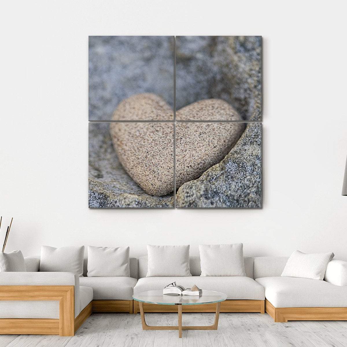 Sand Look Alike Heart Canvas Wall Art-4 Square-Gallery Wrap-17" x 17"-Tiaracle