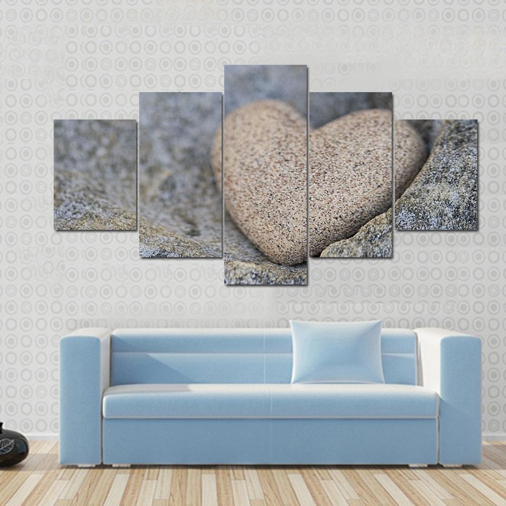 Sand Look Alike Heart Canvas Wall Art-5 Pop-Gallery Wrap-47" x 32"-Tiaracle