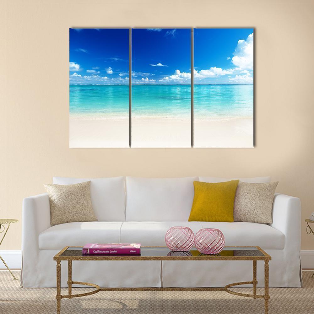 Sand Of Beach And Caribbean Sea Canvas Wall Art-3 Horizontal-Gallery Wrap-37" x 24"-Tiaracle