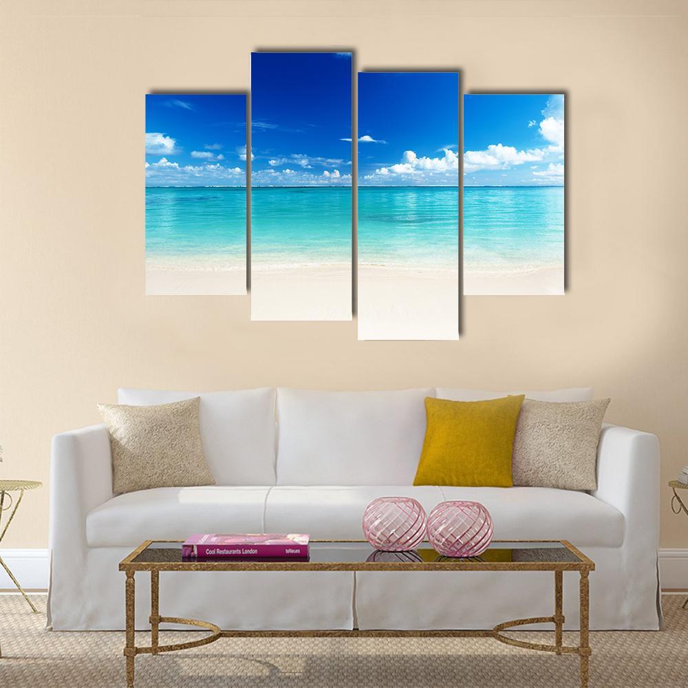 Sand Of Beach And Caribbean Sea Canvas Wall Art-4 Pop-Gallery Wrap-50" x 32"-Tiaracle