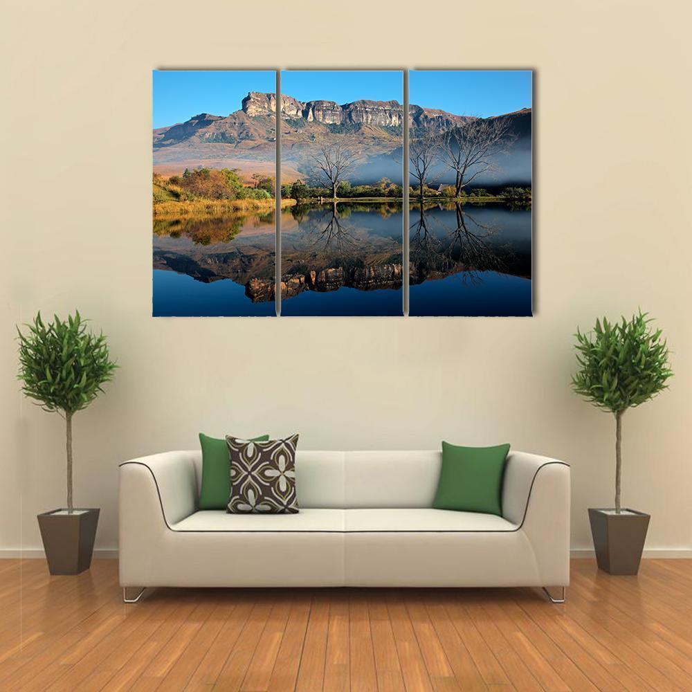 Sandstone Mountains With Reflection In Water Canvas Wall Art-3 Horizontal-Gallery Wrap-37" x 24"-Tiaracle