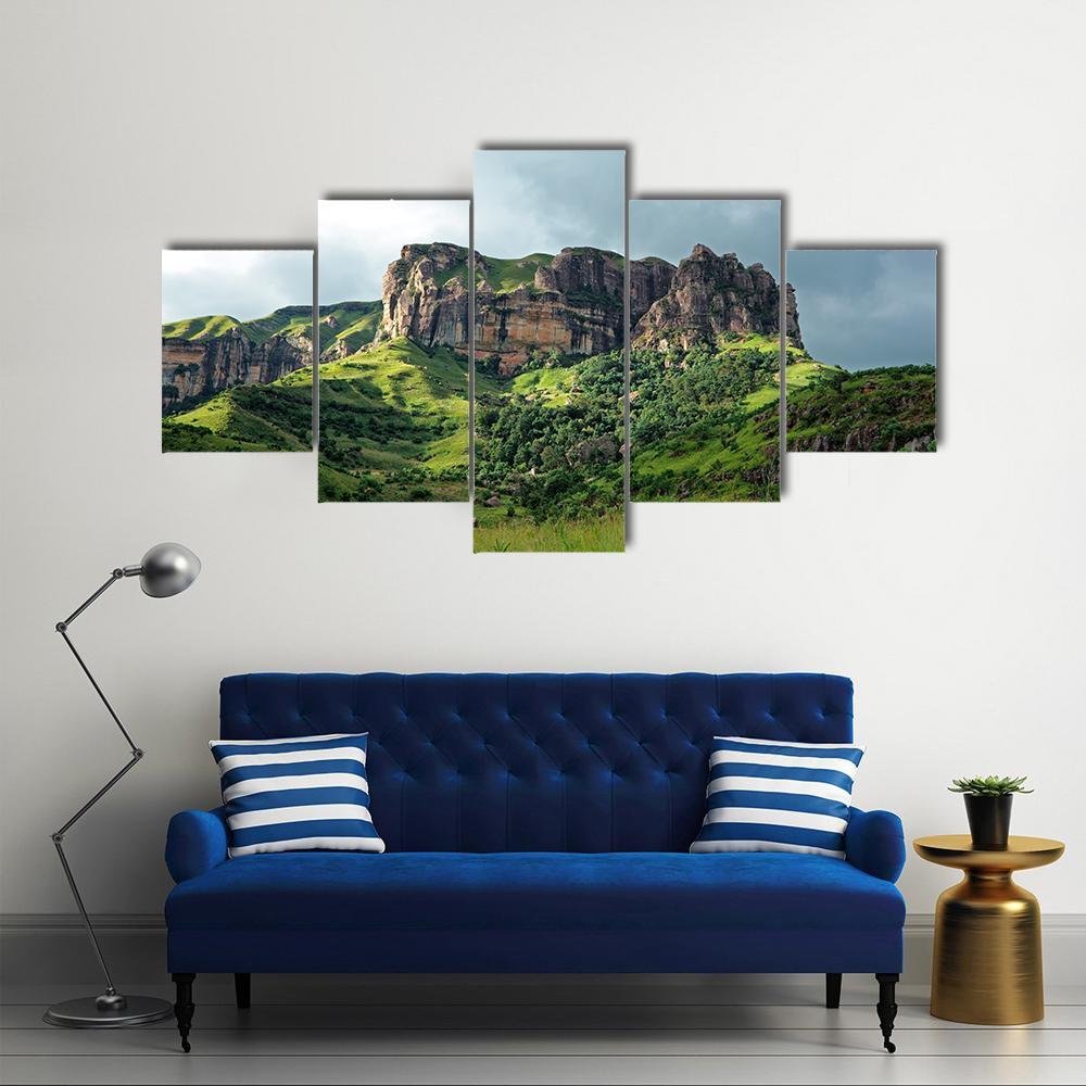 Sandstone Rock Drakensberg Mountains Canvas Wall Art-5 Star-Gallery Wrap-62" x 32"-Tiaracle