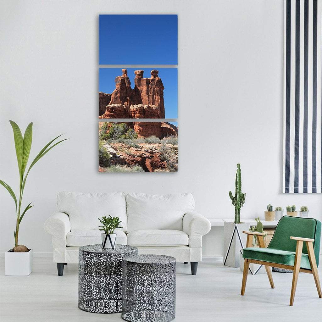 Sandstone Rock In Utah Desert Vertical Canvas Wall Art-3 Vertical-Gallery Wrap-12" x 25"-Tiaracle