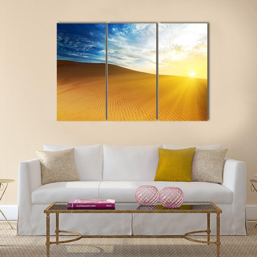 Sandy Desert At Sunrise Time Vietnam Mui ne Canvas Wall Art-3 Horizontal-Gallery Wrap-37" x 24"-Tiaracle
