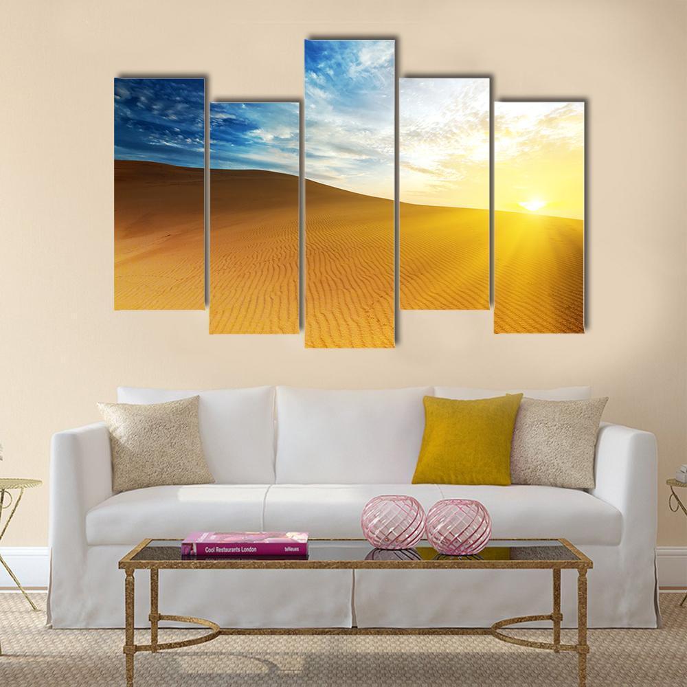 Sandy Desert At Sunrise Time Vietnam Mui ne Canvas Wall Art-5 Pop-Gallery Wrap-47" x 32"-Tiaracle