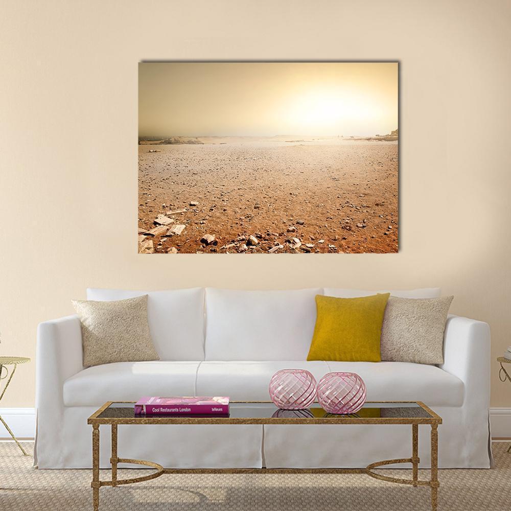 Sandy Desert In Egypt At The Sunset Canvas Wall Art-1 Piece-Gallery Wrap-48" x 32"-Tiaracle