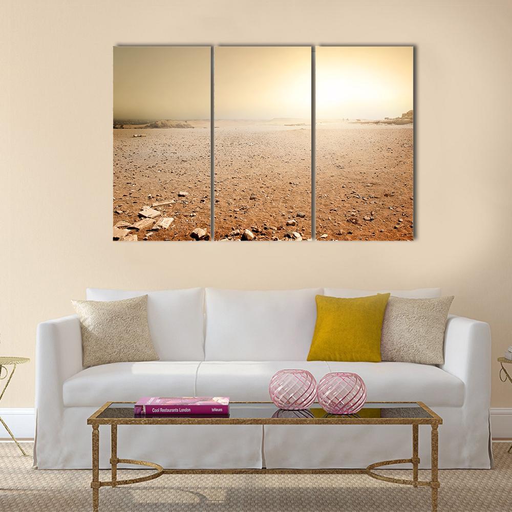 Sandy Desert In Egypt At The Sunset Canvas Wall Art-3 Horizontal-Gallery Wrap-37" x 24"-Tiaracle