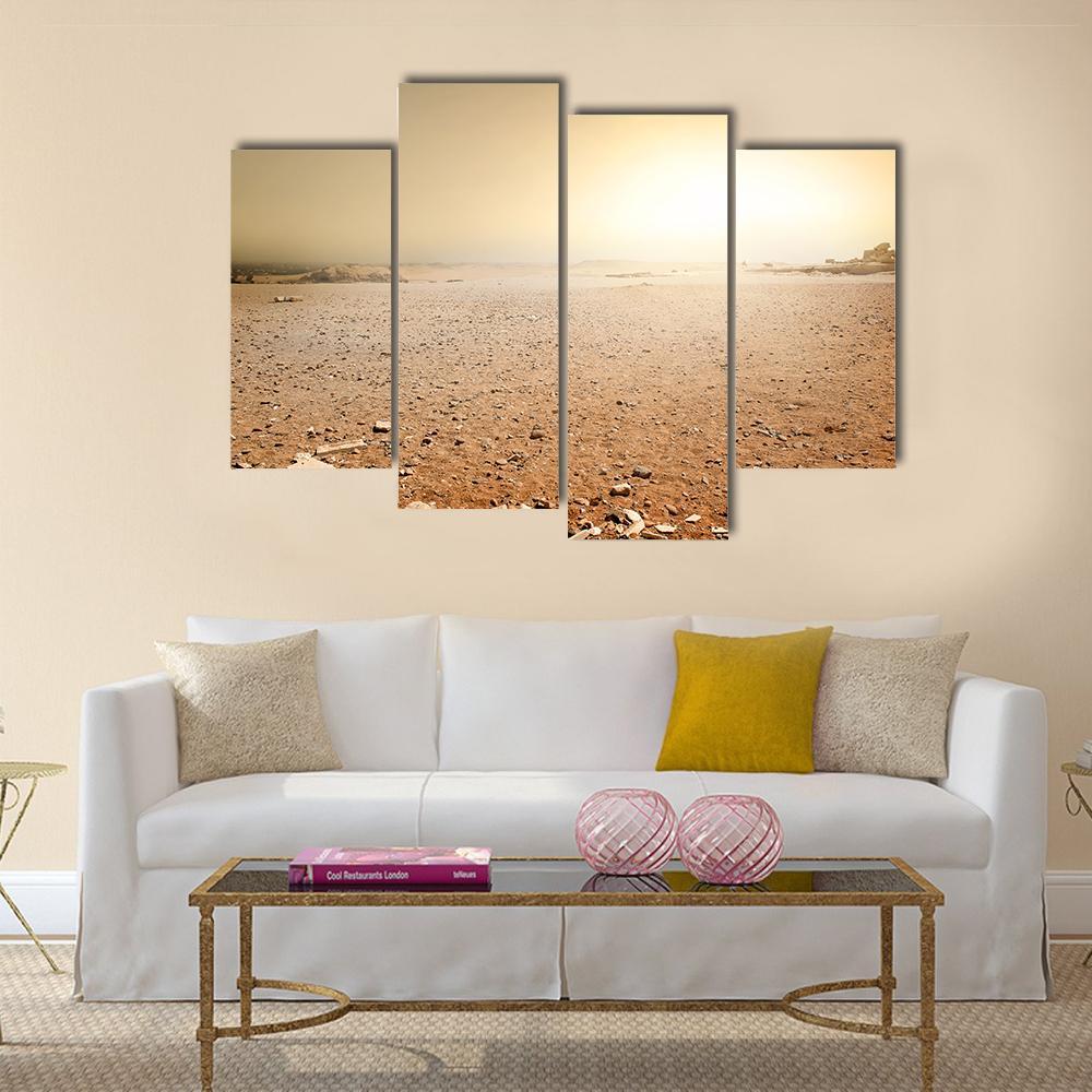 Sandy Desert In Egypt At The Sunset Canvas Wall Art-4 Pop-Gallery Wrap-50" x 32"-Tiaracle