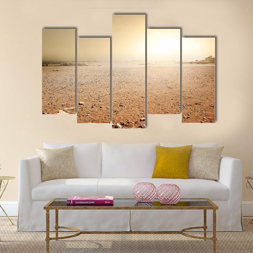 Sandy Desert In Egypt At The Sunset Canvas Wall Art-5 Pop-Gallery Wrap-47" x 32"-Tiaracle