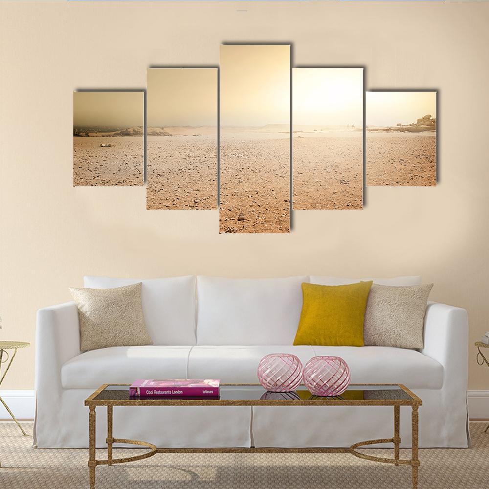 Sandy Desert In Egypt At The Sunset Canvas Wall Art-5 Star-Gallery Wrap-62" x 32"-Tiaracle