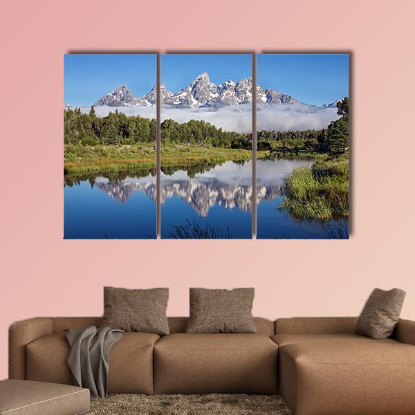 Sank River In Grand Teton National Park Wyoming Canvas Wall Art-3 Horizontal-Gallery Wrap-37" x 24"-Tiaracle
