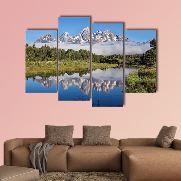 Sank River In Grand Teton National Park Wyoming Canvas Wall Art-4 Pop-Gallery Wrap-50" x 32"-Tiaracle