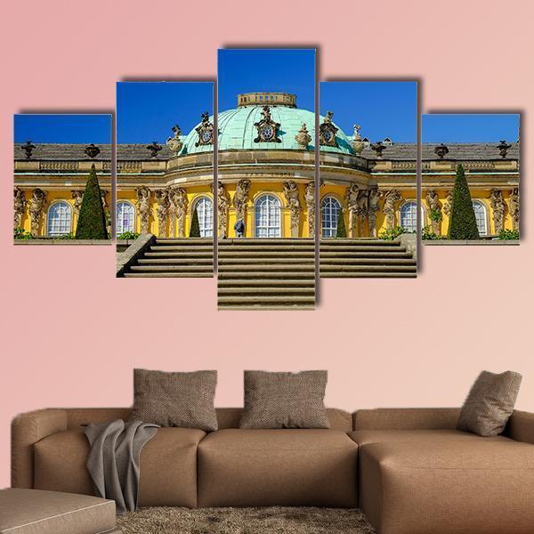 Sans-Souci Palace In Posdam In Germany Canvas Wall Art-5 Star-Gallery Wrap-62" x 32"-Tiaracle
