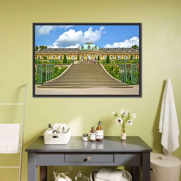 Sanssouci Palace Canvas Wall Art-1 Piece-Floating Frame-24" x 16"-Tiaracle