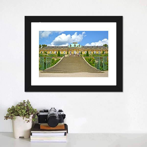 Sanssouci Palace Canvas Wall Art-1 Piece-Framed Print-20" x 16"-Tiaracle