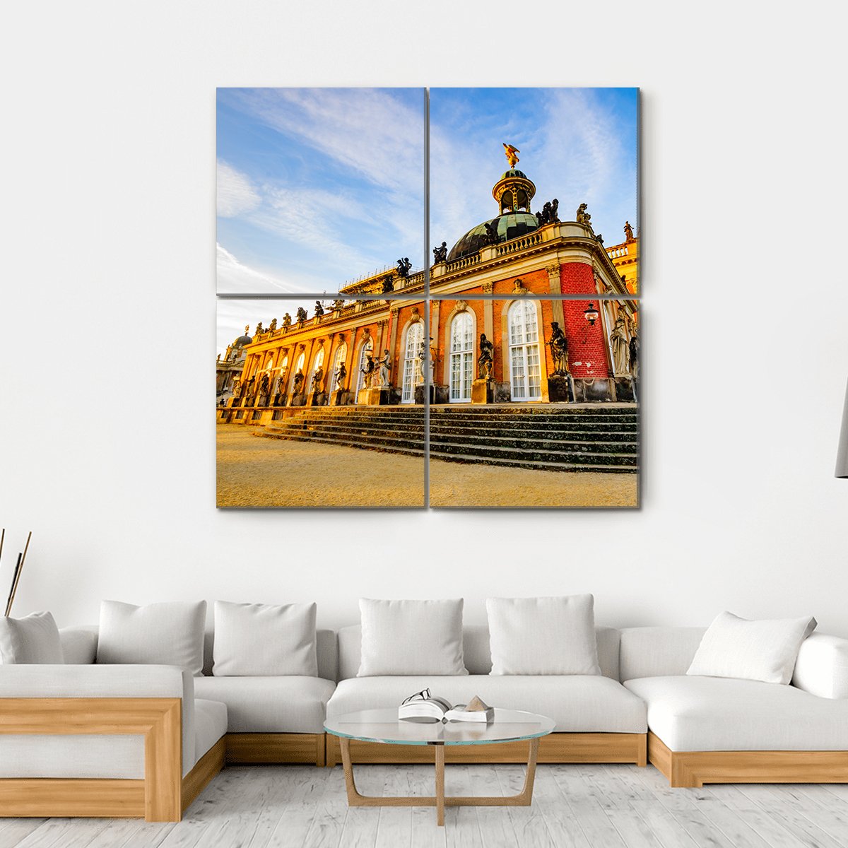 Sanssouci Palace In Potsdam Canvas Wall Art-4 Square-Gallery Wrap-17" x 17"-Tiaracle