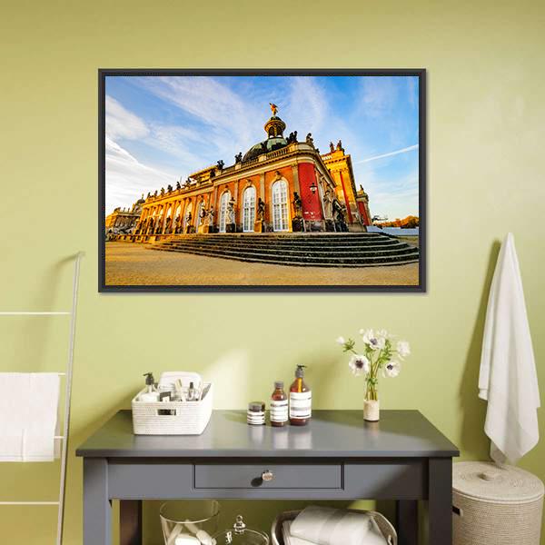 Sanssouci Palace In Potsdam Canvas Wall Art-1 Piece-Floating Frame-24" x 16"-Tiaracle