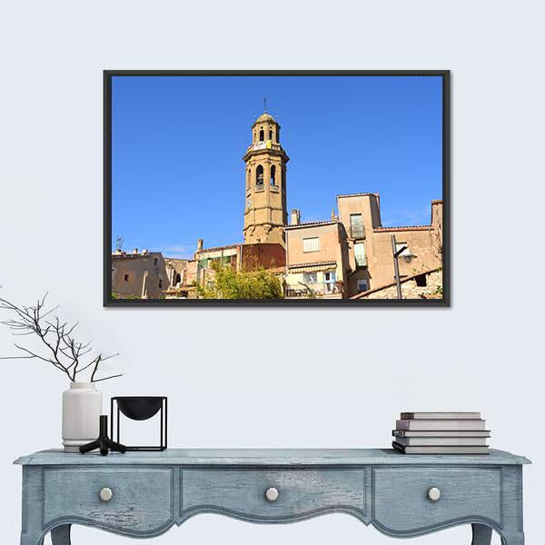 Sant Pere Church Of Calaf Canvas Wall Art-1 Piece-Floating Frame-24" x 16"-Tiaracle