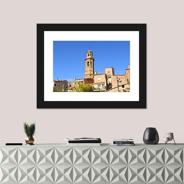 Sant Pere Church Of Calaf Canvas Wall Art-1 Piece-Framed Print-20" x 16"-Tiaracle
