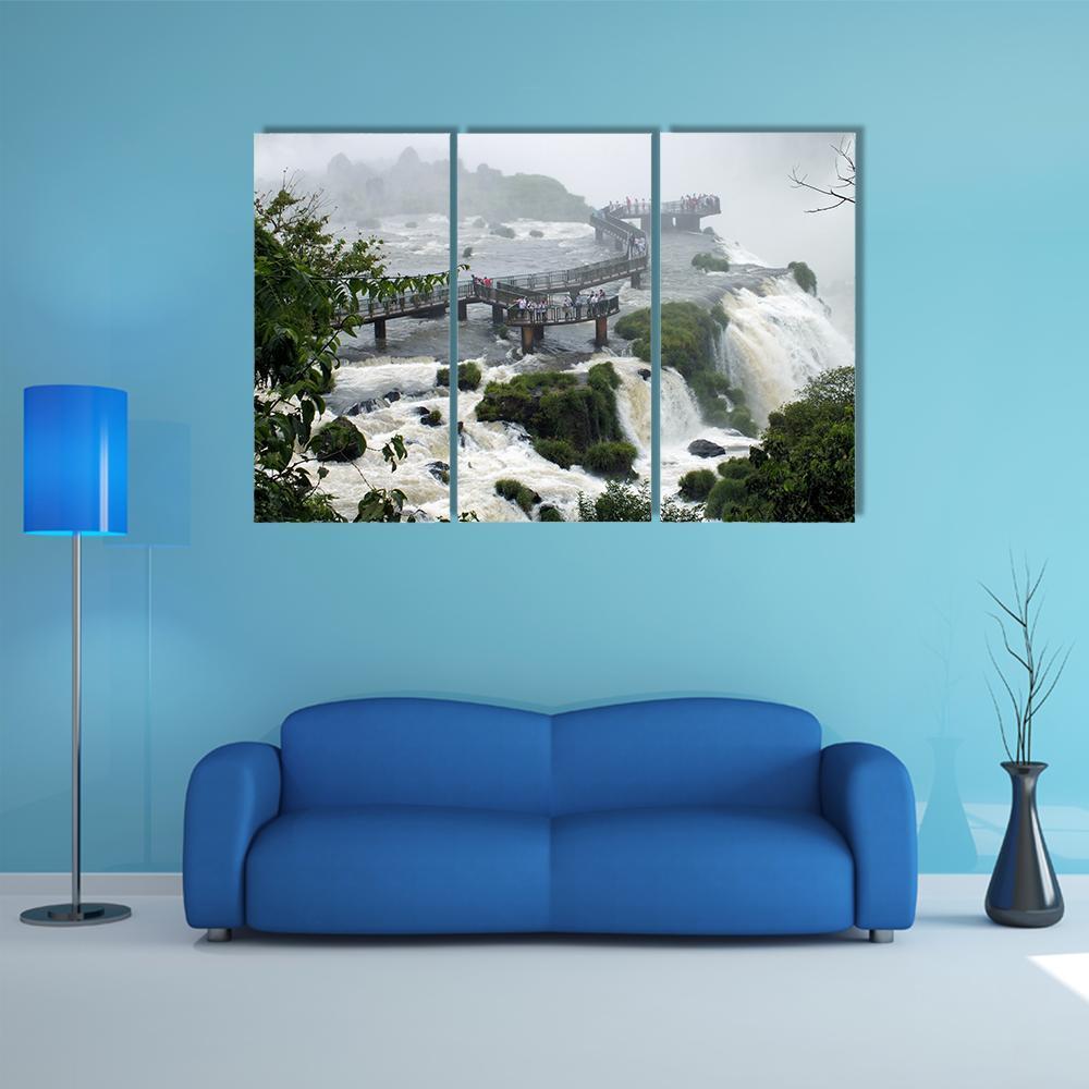 Santa Maria Falls In Brazil Canvas Wall Art-3 Horizontal-Gallery Wrap-37" x 24"-Tiaracle