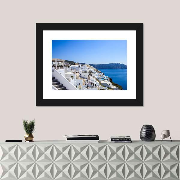 Santorini Island Greece Canvas Wall Art-1 Piece-Framed Print-20" x 16"-Tiaracle