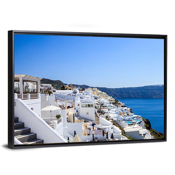 Santorini Island Greece Canvas Wall Art-3 Horizontal-Gallery Wrap-25" x 16"-Tiaracle