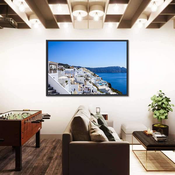 Santorini Island Greece Canvas Wall Art-3 Horizontal-Gallery Wrap-25" x 16"-Tiaracle
