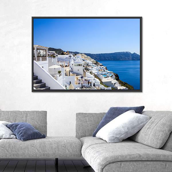 Santorini Island Greece Canvas Wall Art-3 Horizontal-Gallery Wrap-25" x 16"-Tiaracle