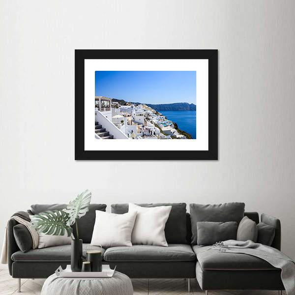 Santorini Island Greece Canvas Wall Art-3 Horizontal-Gallery Wrap-25" x 16"-Tiaracle