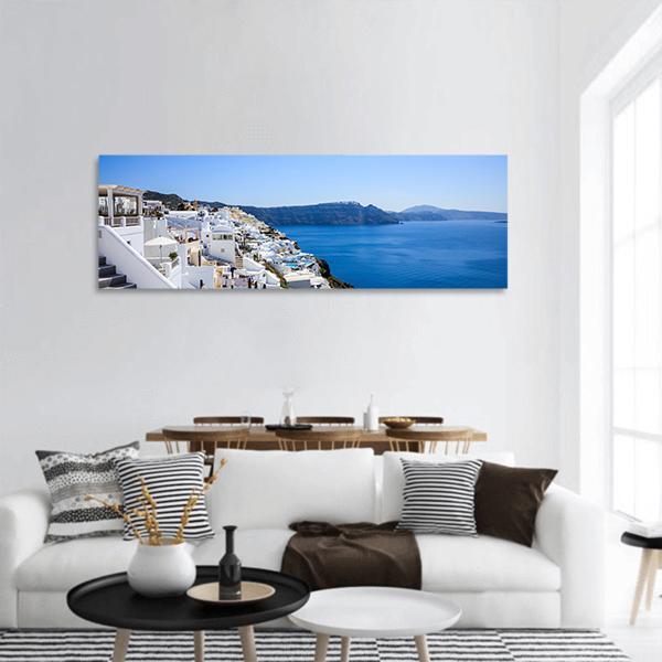 Santorini Island Greece Panoramic Canvas Wall Art-1 Piece-36" x 12"-Tiaracle