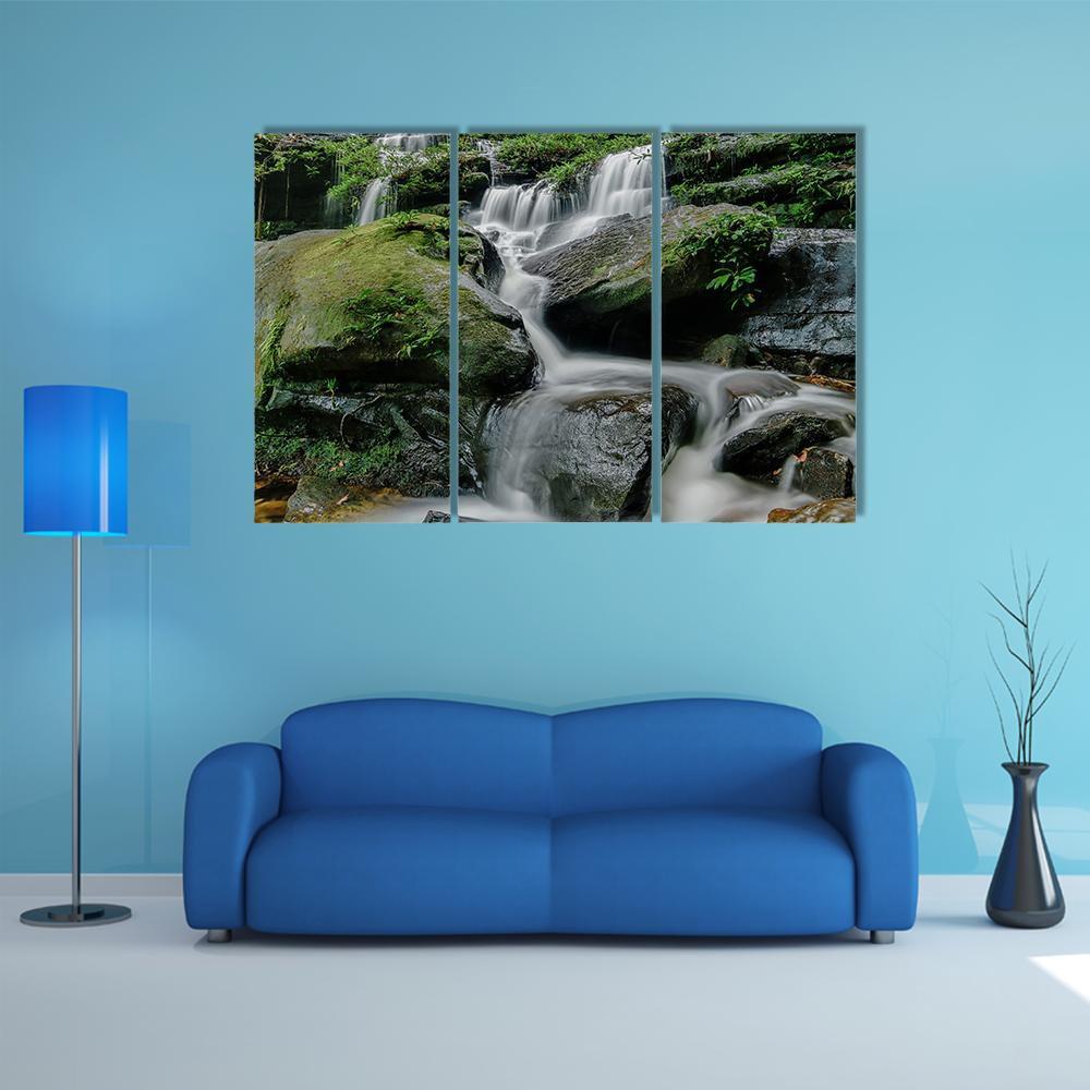 Sarai Berunyau Waterfall Canvas Wall Art-3 Horizontal-Gallery Wrap-37" x 24"-Tiaracle