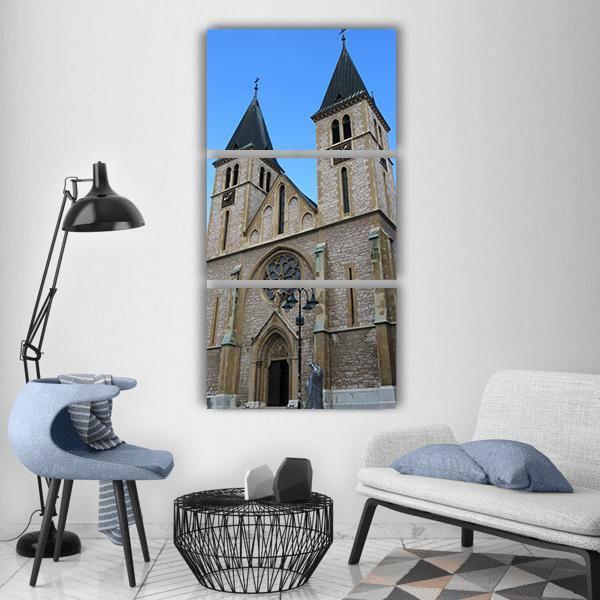 Sarajevo Cathedral In Bosnia Vertical Canvas Wall Art-3 Vertical-Gallery Wrap-12" x 25"-Tiaracle