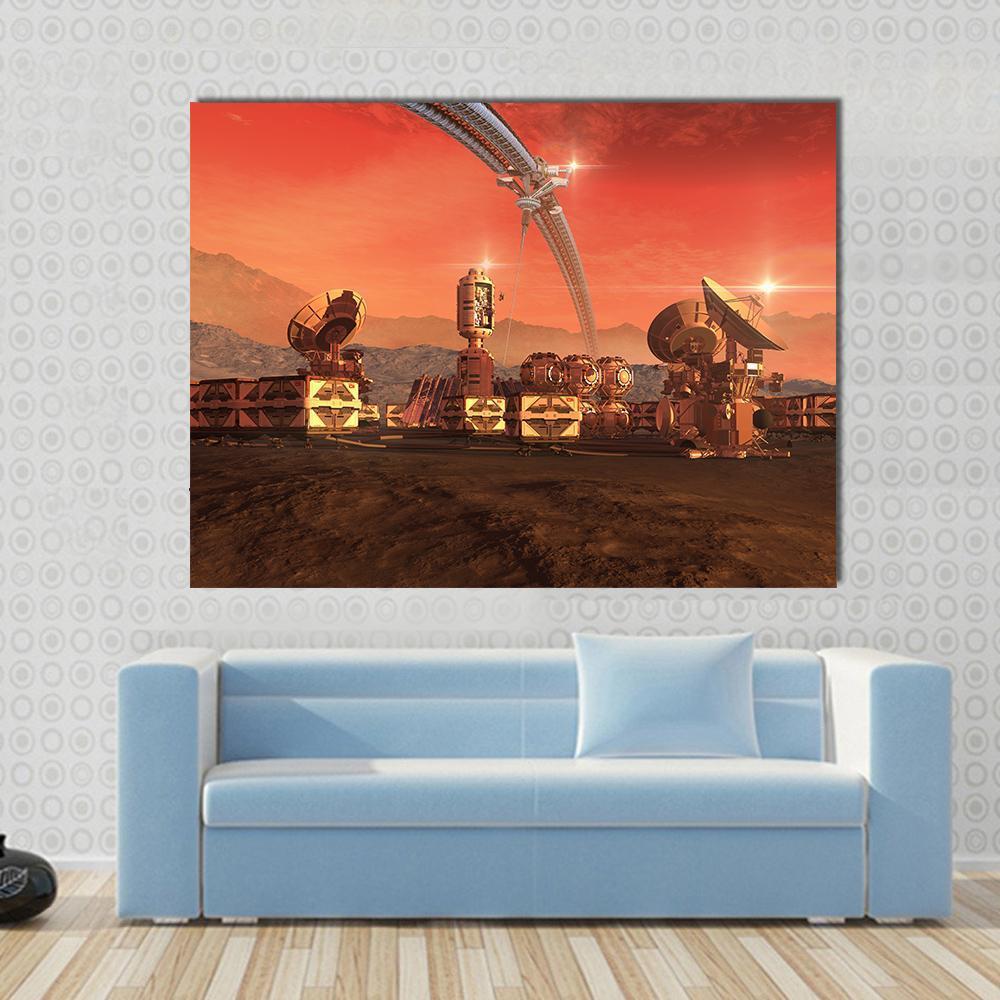 Satellite Dishes On Mars Canvas Wall Art-1 Piece-Gallery Wrap-48" x 32"-Tiaracle