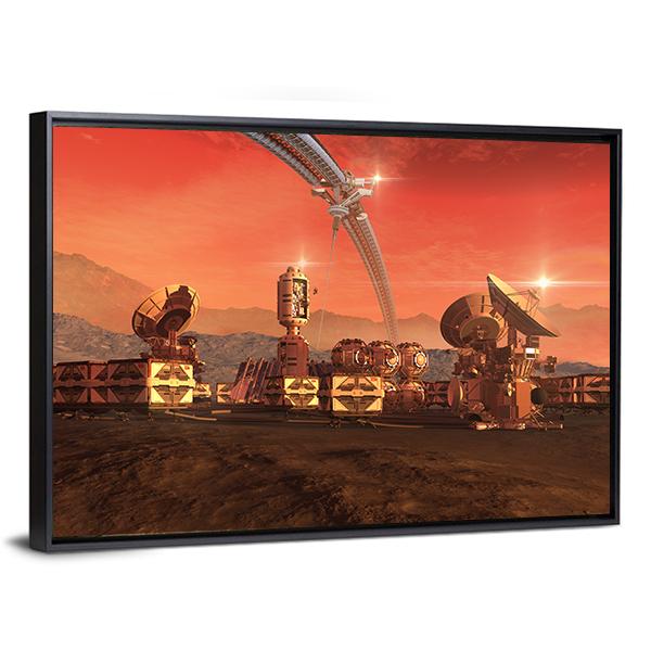 Satellite Dishes On Mars Canvas Wall Art-3 Horizontal-Gallery Wrap-25" x 16"-Tiaracle