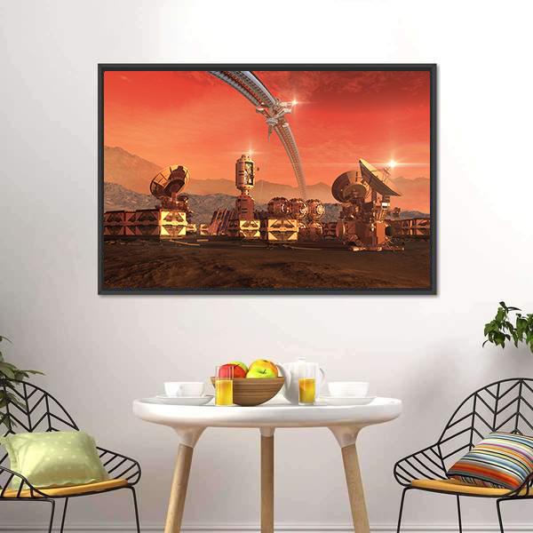 Satellite Dishes On Mars Canvas Wall Art-3 Horizontal-Gallery Wrap-25" x 16"-Tiaracle
