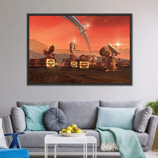 Satellite Dishes On Mars Canvas Wall Art-3 Horizontal-Gallery Wrap-25" x 16"-Tiaracle
