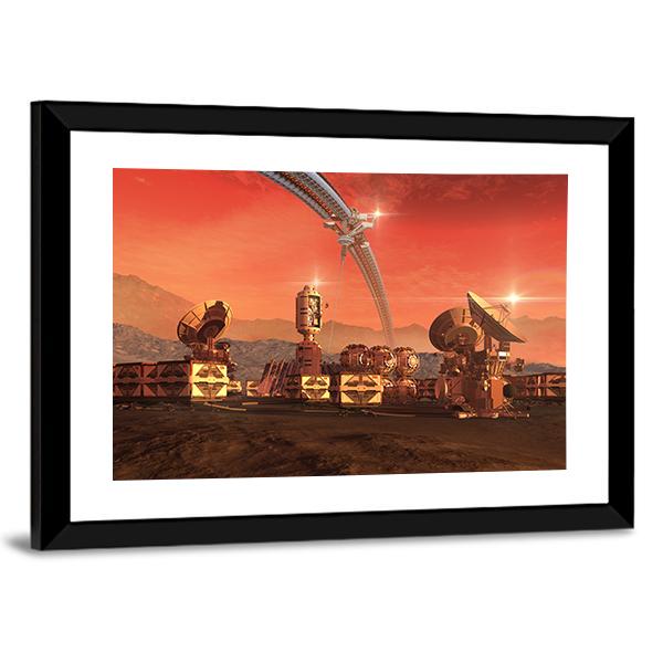 Satellite Dishes On Mars Canvas Wall Art-3 Horizontal-Gallery Wrap-25" x 16"-Tiaracle