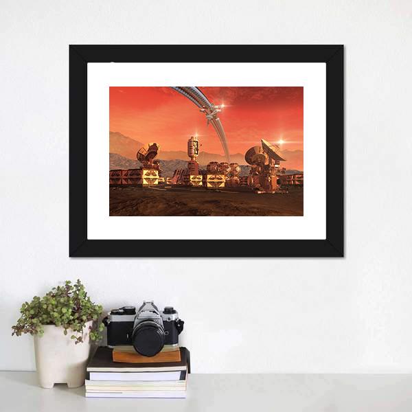 Satellite Dishes On Mars Canvas Wall Art-1 Piece-Framed Print-20" x 16"-Tiaracle